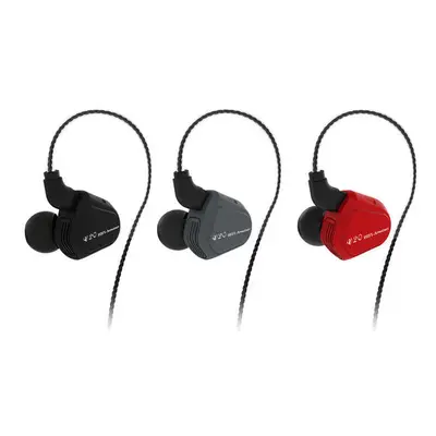 (Red, without microphone) In-ear DD+BA Hybrid Hi-Fi 2Pin Earphone with Microphone Line Control