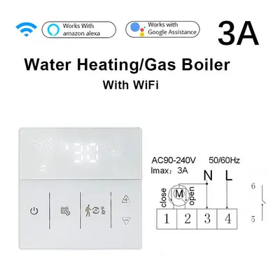 (White, 3A) WiFi Intelligent Floor Water Heating / Boiler Temperature Controller Mobile Phone Ap