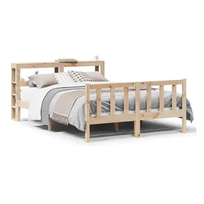 (natural, x cm) vidaXL Bed Frame with Headboard Bed Base Wax Solid Wood Pine