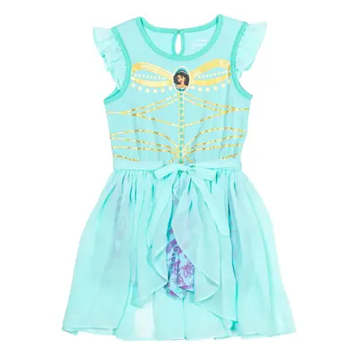 Disney Princess Jasmine Little Girls Metallic Print Romper With Skirt