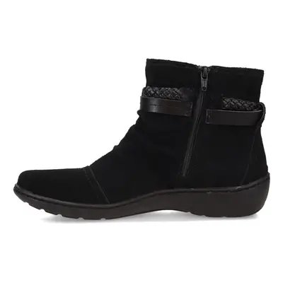 Clarks Women's Cora Braid Boot Ankle Black Suede