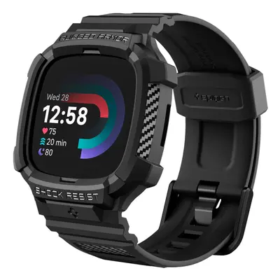 Spigen Rugged Armor Pro Designed for Fitbit Versa / Fitbit Sense Case with Band - Black