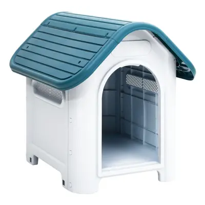 (blue) vidaXL Dog House Polypropylene Pet Carrier Animal Supply Kennel Cage Blue/Grey