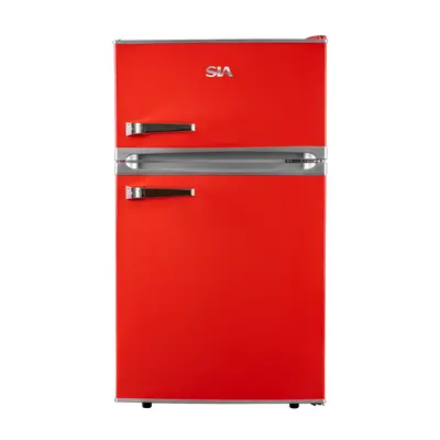 SIA RFM88R 88L Freestanding Under Counter Retro Fridge Freezer - Red