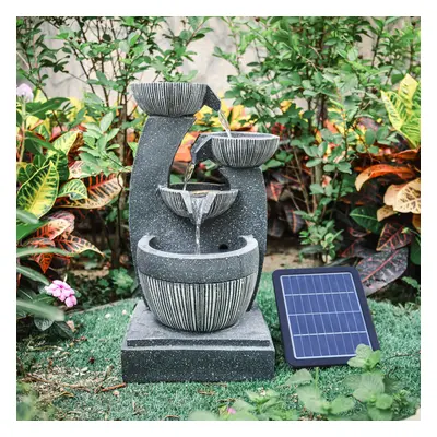 (Grey) Garden Water Feature Fountain LED Lights Outdoor Statues Solar Powered