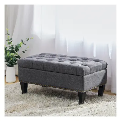 (Grey) Upholstered Chesterfield Footstool Pouffe Foot Stool Seat Buttoned Bench