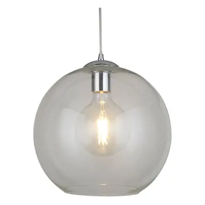 1 Light Round Pendant Chrome with Clear Glass