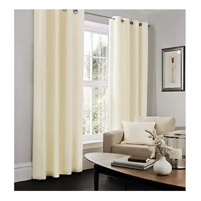 SELECT-ED Luxury FAUX SILK Fully Lined Eyelet Curtains Ring Top with Tie Backs Curtains (Cream, 