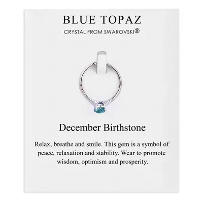 December (Blue Topaz) Adjustable Birthstone Ring Created with Swarovski Crystals