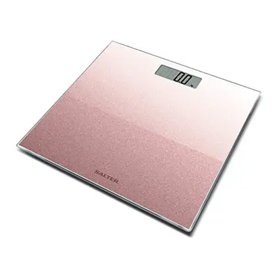 Salter RGGL3R Rose Gold Glitter Digital Bathroom Scale, Ultra Slim Toughened Glass Platform, Lar