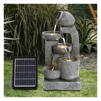 Outdoor Garden Solar powered Resin Water Fountain, Grey