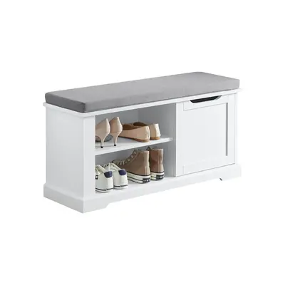 SoBuy FSR84-W,Shoe Bench Shoe Cabinet with Door,Removable Seat Cushion