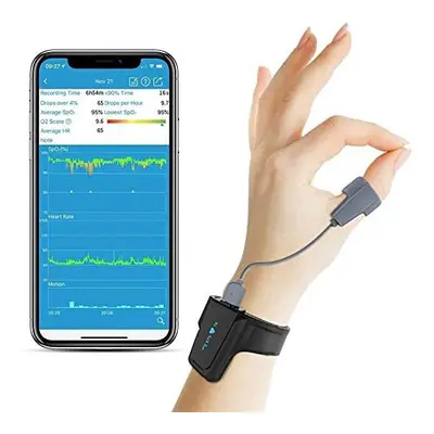 Sleep Oxygen Monitor w Vibration Alert for Snore & Sleep Apnea w Free APP, Bluetooth Wrist Pulse