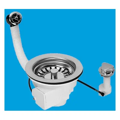 McAlpine PUFS113-CP 1Â½" Pop-Up Basket Strainer Waste: 113mm Stainless Steel Flange: Chrome Plat