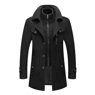 (Autumn And Winter Men's Woolen Coat Business Double Collar Woolen Coat For Men Kb) Autumn And W