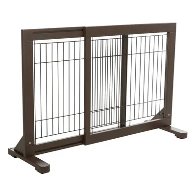 Freestanding Pet Gate Wood and Wire Lightweight Adjustable Width