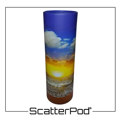 Sunset Ocean Round Adult ScatterPodÂ® Cremation Funeral Urn