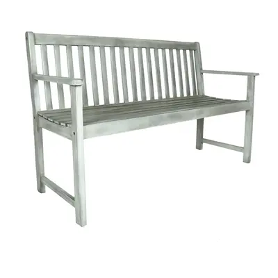 Charles Bentley FSC Acacia White Washed Wooden Garden Patio Outdoor Seater Bench 14kg Max User: 