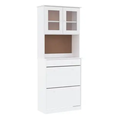 (white) vidaXL Highboard Sideboard Side Cabinet Storage Cabinet Solid Wood Pine ALTA