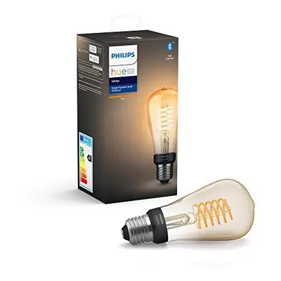 Philips Hue White Filament Regular ST64 LED Smart Light Bulb Pack [E27 Edison Screw] , with Blue