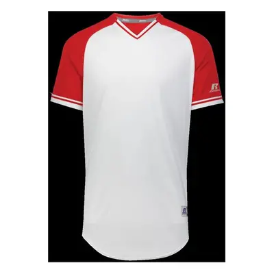 Russell R01X3M.03R.L Adult Classic V-Neck Jersey, White & True Red - Large