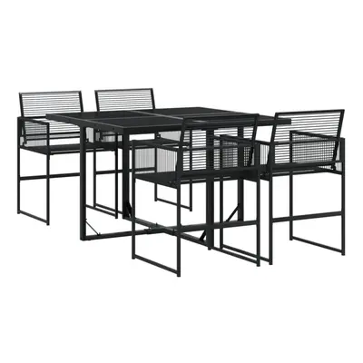 (4 piece) vidaXL Garden Dining Set Outdoor Dining Set Table and Chair Black Poly Rattan