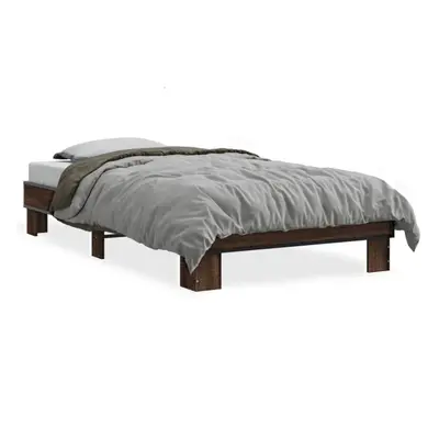 (brown oak, x cm) vidaXL Bed Frame Engineered Wood and Metal