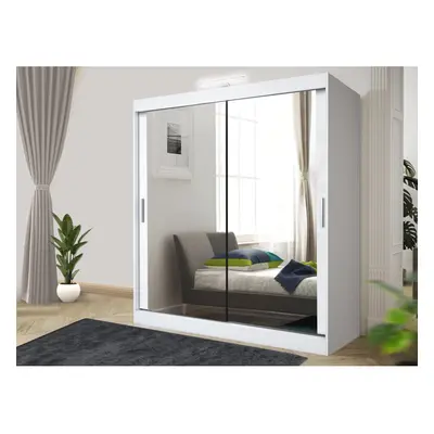 (203 cm, White) Stylish Bedroom Sliding Wardrobe - Ample Storage Space and Sleek Design- With LE