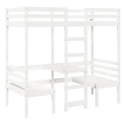 (white, x 190cm cm) vidaXL Loft Bed Frame with Desk and Chairs Children's Bunk Bed Solid Wood Pi