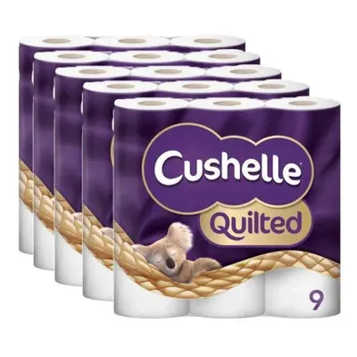 Cushelle Quilted Roll Toilet Roll Tissue Paper (5 Packs (45 Rolls))