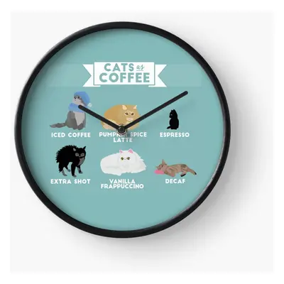 (Cats As Coffee=5077) Wall Clock Inch Funny Mantel & Tabletop Art Decor for Home Bedroom Office