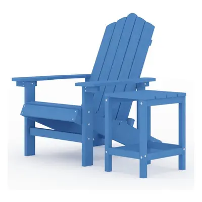 vidaXL Garden Adirondack Chair with Table HDPE Aqua Blue Outdoor Armchair