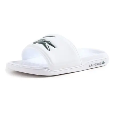 Lacoste Men's Croco Slide Sandal Wht_Dk Grn