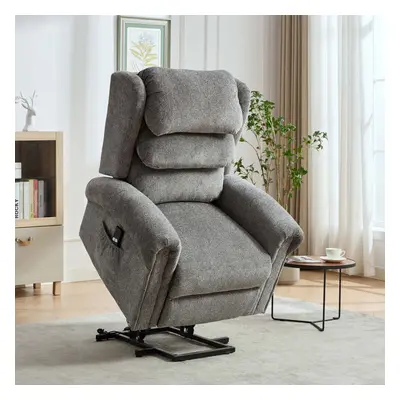 BELVOIR GREY FABRIC SINGLE MOTOR RISE AND RECLINE CHAIR