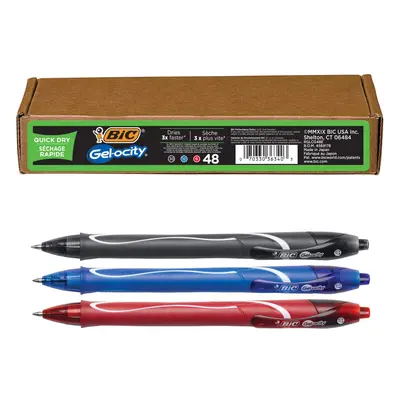 BIC Gel-ocity Retractable Quick Dry Gel Pen Medium Point (0.7mm) Assorted Colors Comfortable Ful