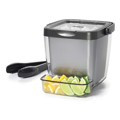 OXO Good Grips Double Wall Ice Bucket with Tongs and Garnish Tray Gray