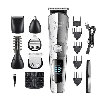 (8509 with box) Barber Professional Hair Clipper LCD Display 0mm Baldheaded Beard Hair Trimmer f