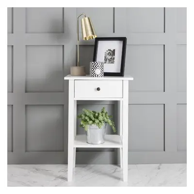 Trend Bedside Cabinet with Drawer in Classic White