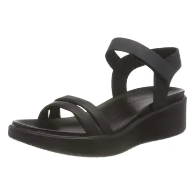 ECCO Women's FLowt Luxery Wedge Ankle Strap Sandal Black Nubuck 7-7.