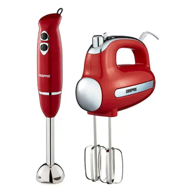 Geepas Hand Blender 400W & Hand Mixer 300W Kitchen Combo Set