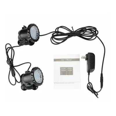 (2 Lights + Remote) LED RGB Garden Pond Spotlight Submersible Light Aquarium Fountain Pool + Rem