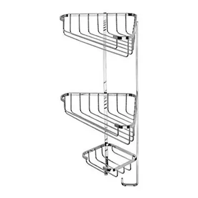 Croydex QM392841 Stainless Steel Three Tier Corner Basket Shower Caddy, Year Rust Free Guarantee