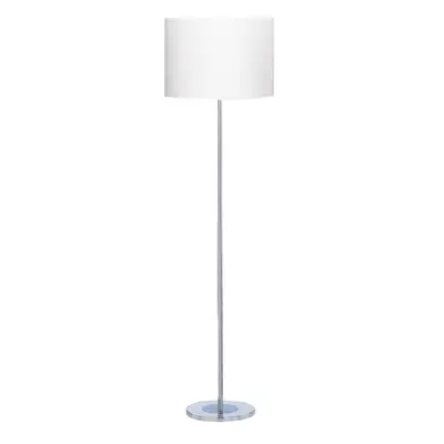 Chrome Floor Lamp Modern Round Base With White Shade