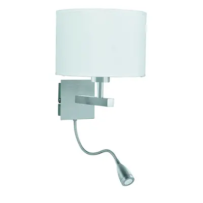 Bedside Reading Wall Light With White Shade And Led Flexi Arm