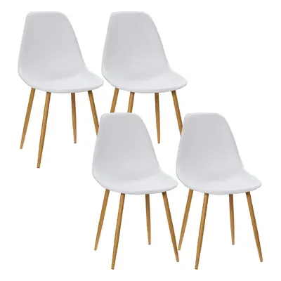 HOMCOM Dining Chairs Set of w/ Curved Back, Metal Legs for Living Room White