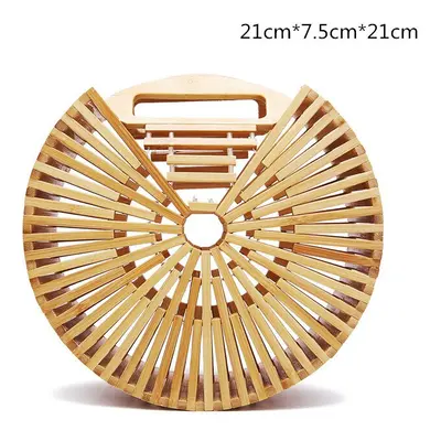 (Y3) new Women's bamboo handbag Bohemia holiday beach bag Women's hollow woven rattan bag