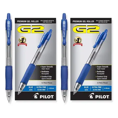 Pilot G2 Retractable Premium Gel Ink Roller Ball Pens Ultra Fine Pack Blue