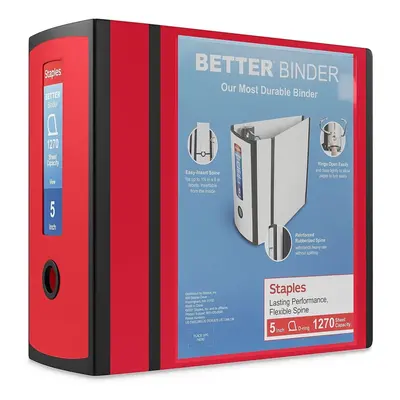 Staples Better Binder Red 1000-Sheet Capacity 5"" (Ring Diameter)