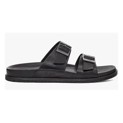 UGG Wainscott Buckle Slide Sandal, Black Leather, UK