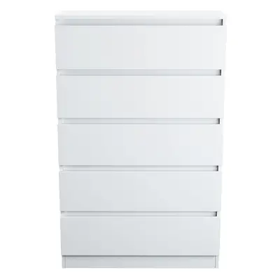 (5 Drawer - Chest Of Drawers, White) NRG Chest of Drawers Bedside Table Storage Drawer Unit Bedr